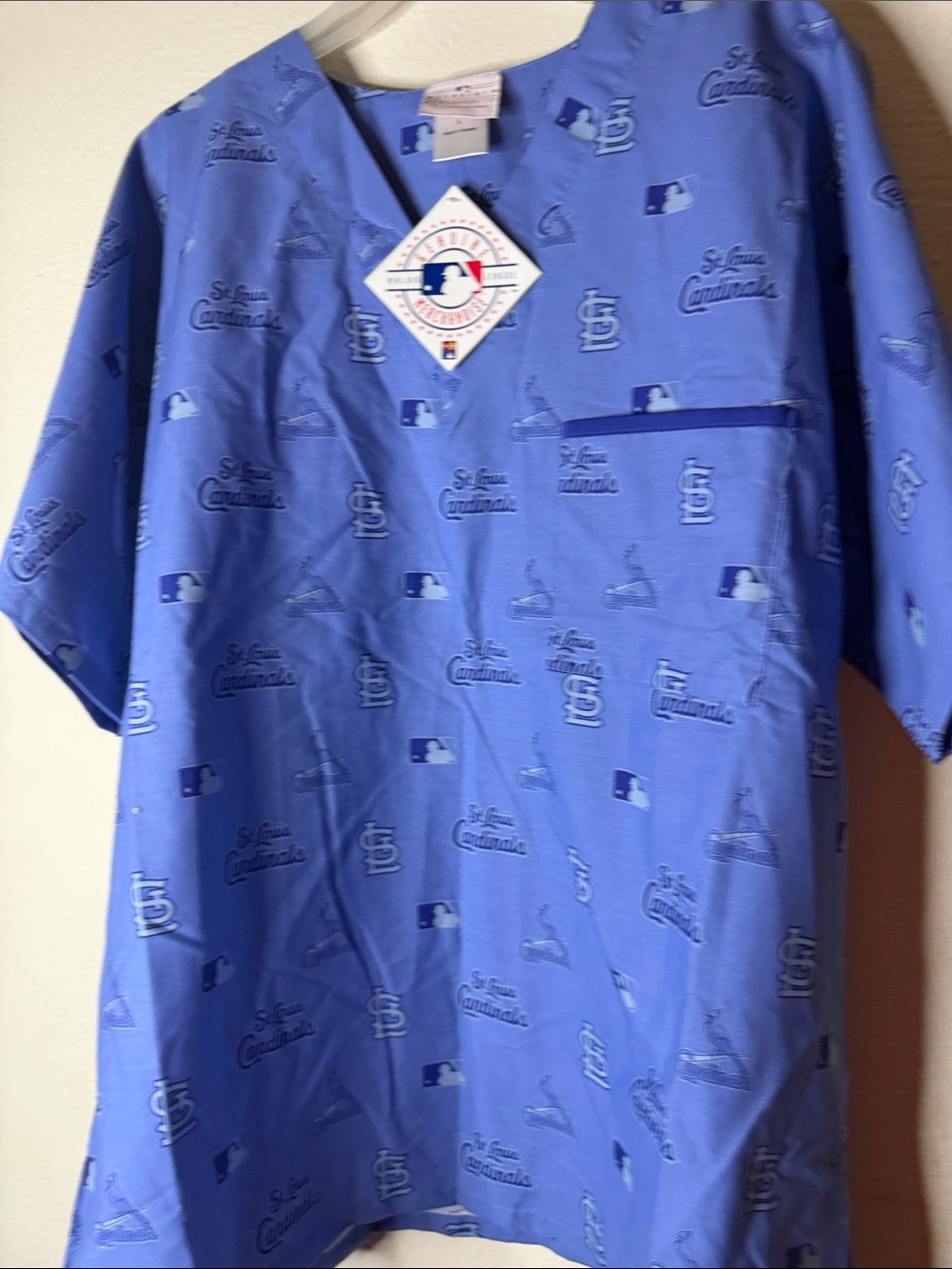 Genuine Merchandise St. Louis Cardinals Blue Logo Scrub Top